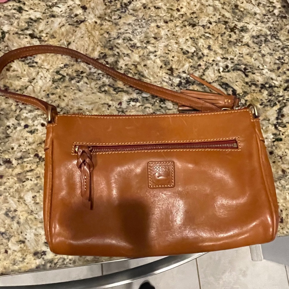 Dooney & Bourke Tan Leather Shoulder Bag and Pebble Grain Continental Wallet Set